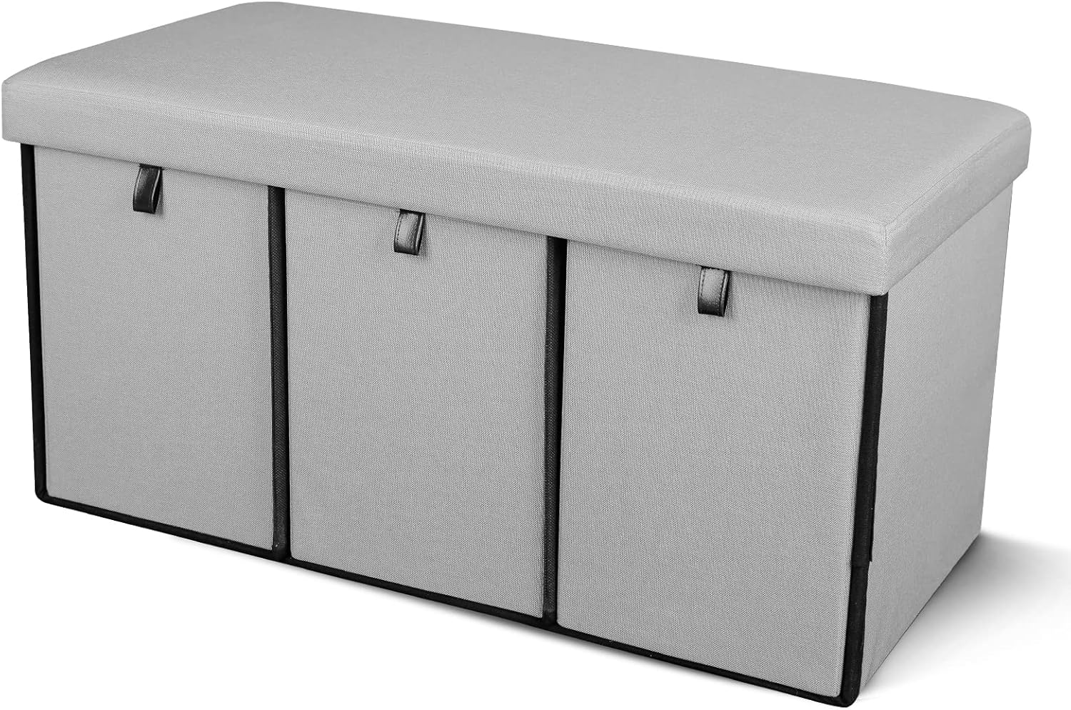 Babion 30 Inches Folding Storage Ottoman Bench with 3