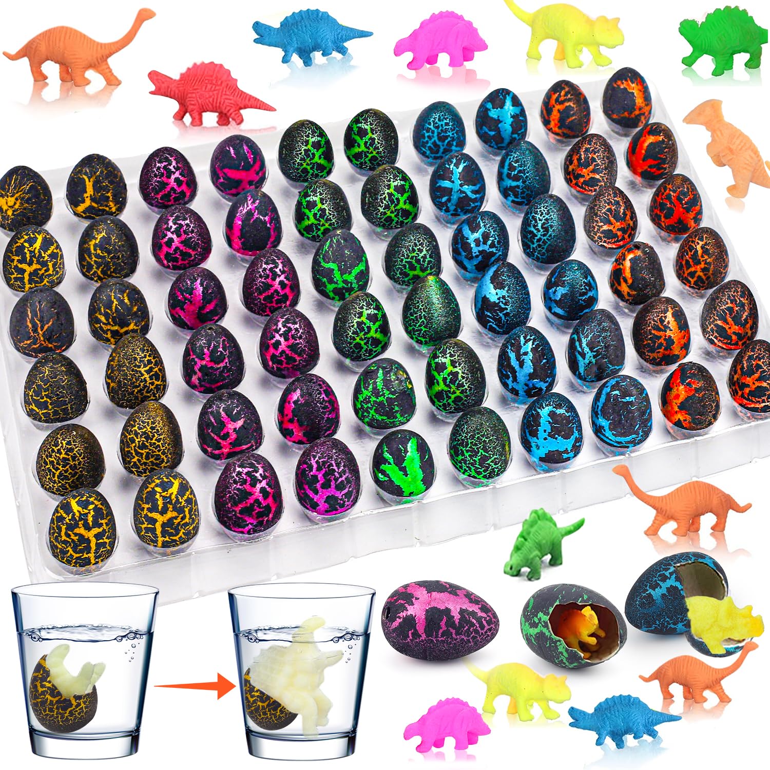Hatching Dinosaur Eggs - 60 Pack for Party Favors -10 Hatching Dinosaur Eggs - 60 Pack for Party Favors -10
