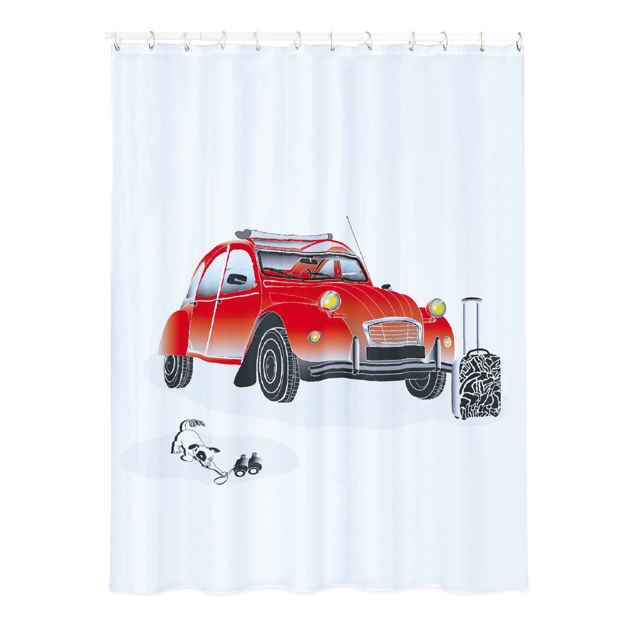 MSV 140814 Rrideau de Douche Citroen 2Cv 180x200cm Polyester, PVC, Argent, 30x20x110 cm