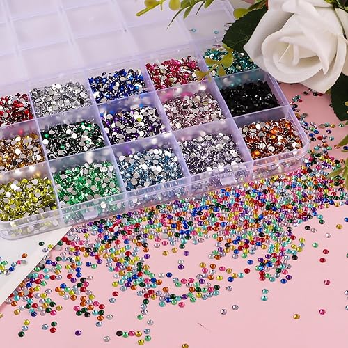 Miniatura 2 de 15000 diamantes de imitación con parte trasera plana para manualidades, cristales de colores mixtos de 0.118 pulgadas, gemas de resina con purpurina