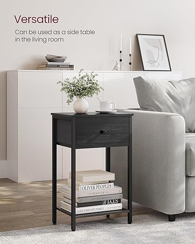 Miniatura 11 de VASAGLE Mesitas de noche, juego de 2, mesa auxiliar con cajón de tela, mesa auxiliar de 24 pulgadas de alto con estante de almacenamiento,