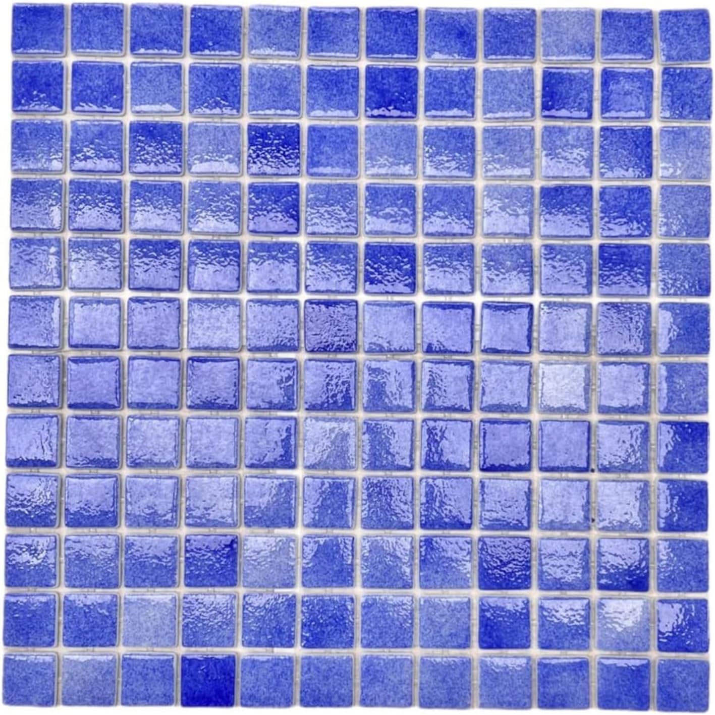 Tenedos Royal Blue Recycled Glass Mosaic Tile Square 7/8 Inch Pattern for Kitchen Backsplash, Swimming Pool Tile, Bathroom Wall, Accent Wall, (Not Peel and Stick Tile) (1 Sheet)
