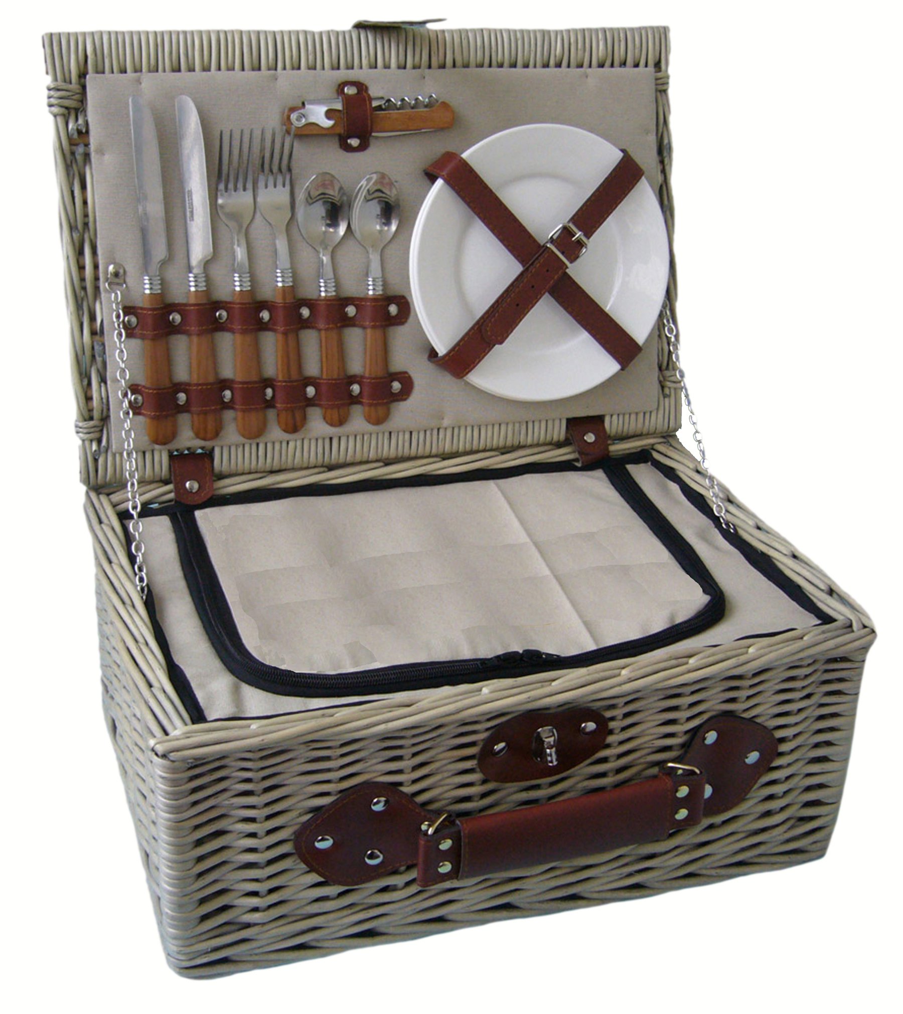 Red Hamper FH005 - Cesta para picnic (2 personas, 19 x 42 x 28 cm), color marrón
