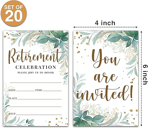 Miniatura 2 de Disfuco Invitaciones de fiesta de jubilación tarjetas de invitación de jubilación floral de eucalipto para hombres mujeres enfermeras profesores