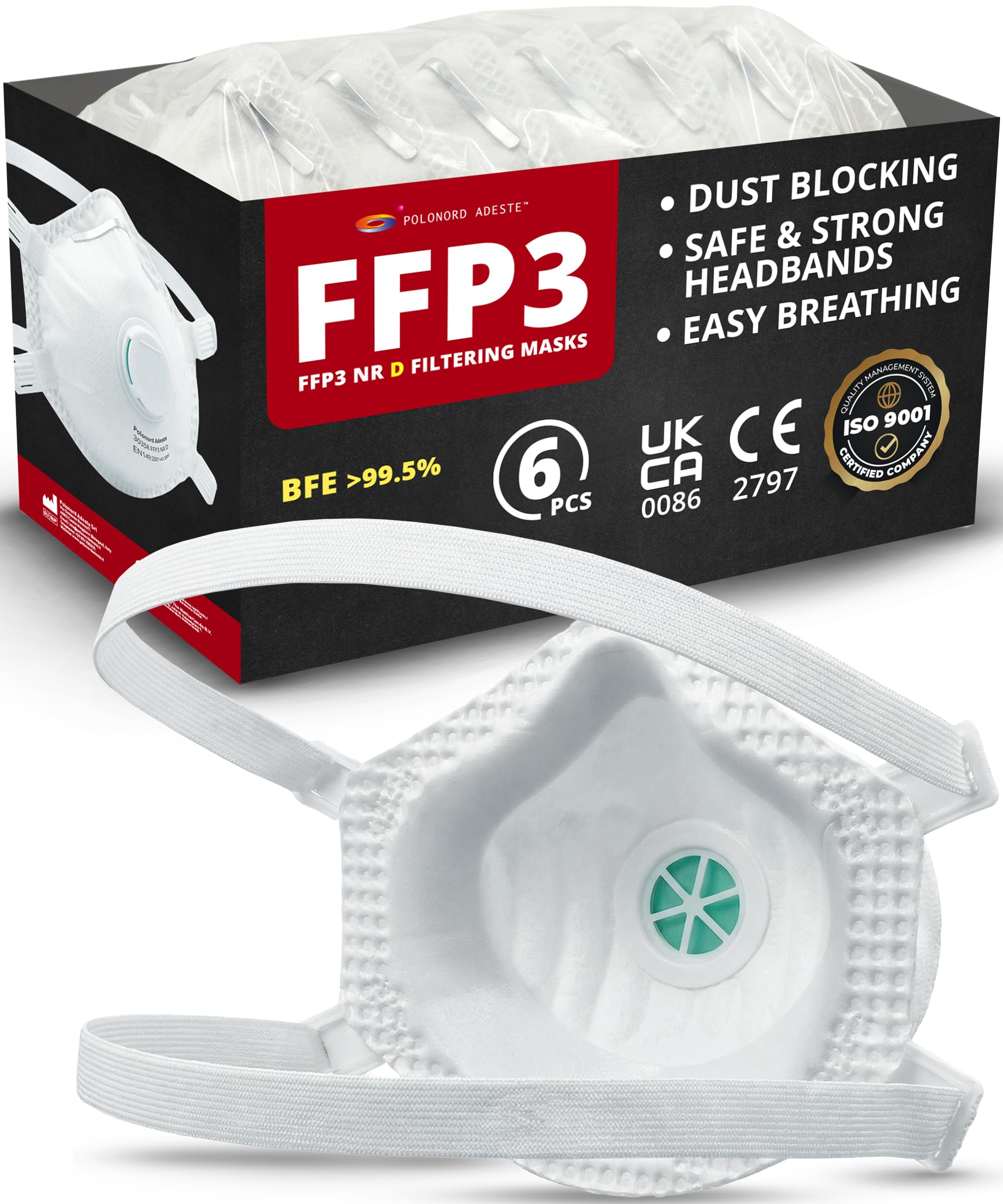 ADESTE 6 FFP3 mask with valve | Dust mask high comfort | D certified