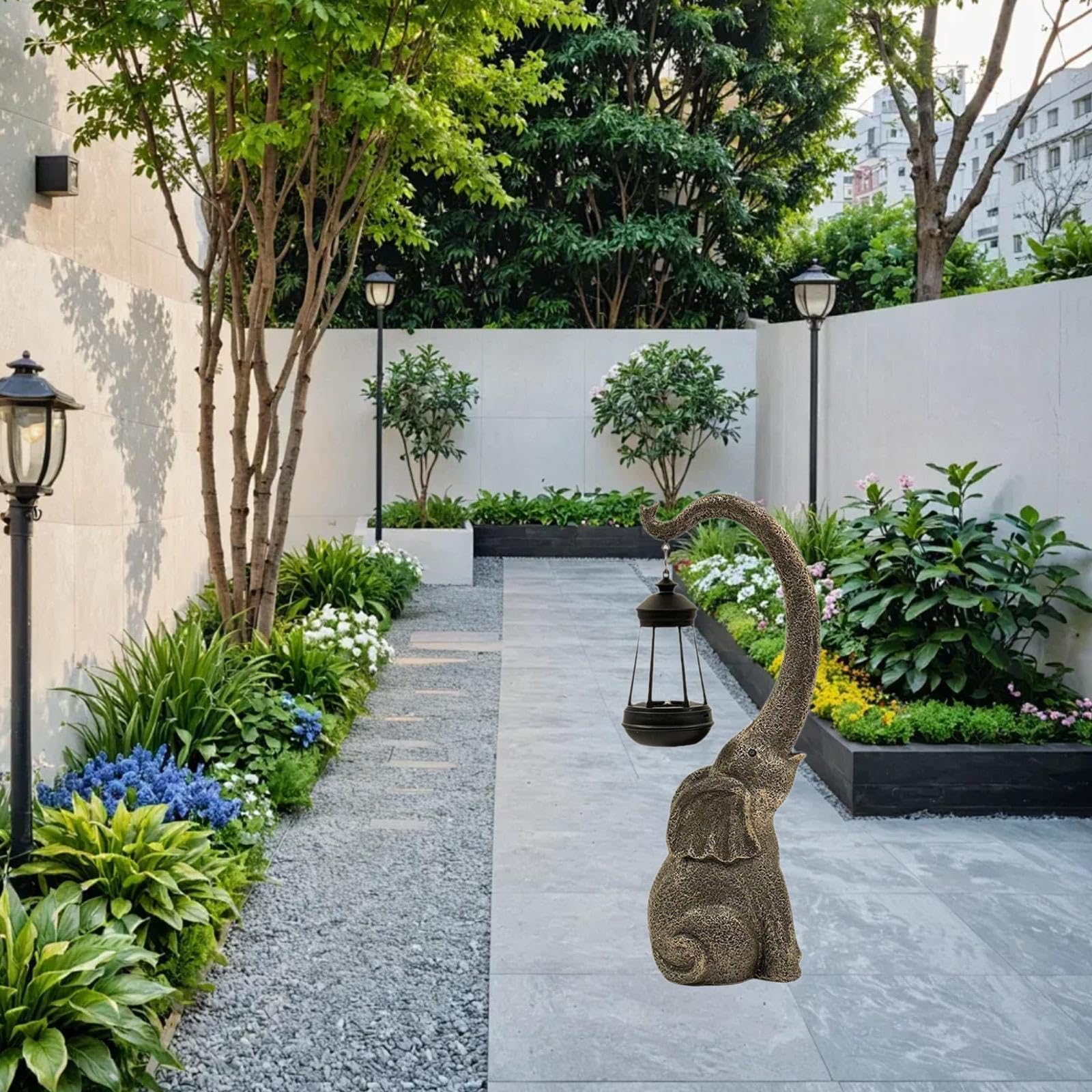 Estatua de Jardín con Luz Solar, Decoración para Exteriores