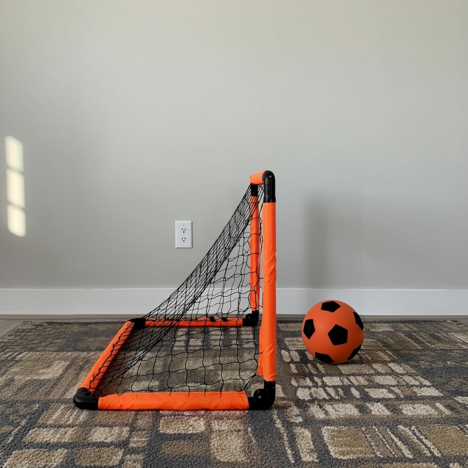 EpiDribble Indoor Soccer Training Set for Adult, Size 5 Silent Foam Ball Inside House with 36 Inch Foldable Goal Net, Safe & Soft for Home Futbol Practice Equipment