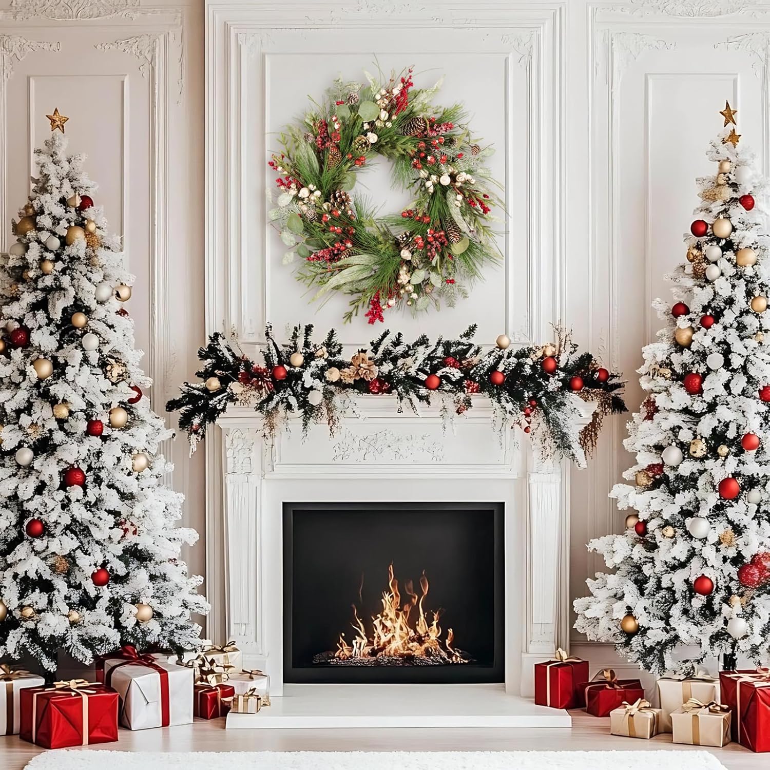 24 Inch Luxury Christmas Wreath, Full Artificial Wreath with Eucalyptus, Red & Gold Berries, Pomegranates, and Mixed Pinecones for Elegant Front Door, Porch, or Wall Holiday Decor - Image 6