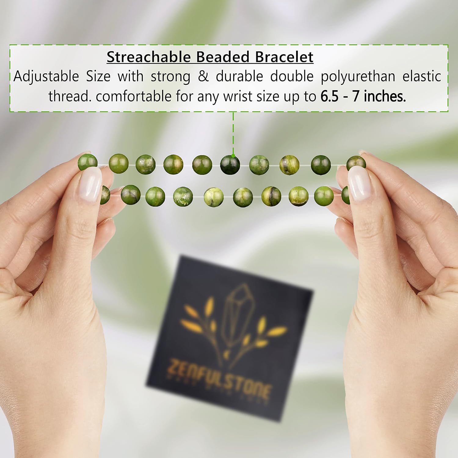 ZENFULSTONE Green Jade Bracelet for Women & Men - Genuine Jade Stone Lucky Wealth Bracelet - Healing Crystal for Abundance, Harmony & Good Fortune - Adjustable Spiritual Jewelry Gift for Birthdays - Image 7