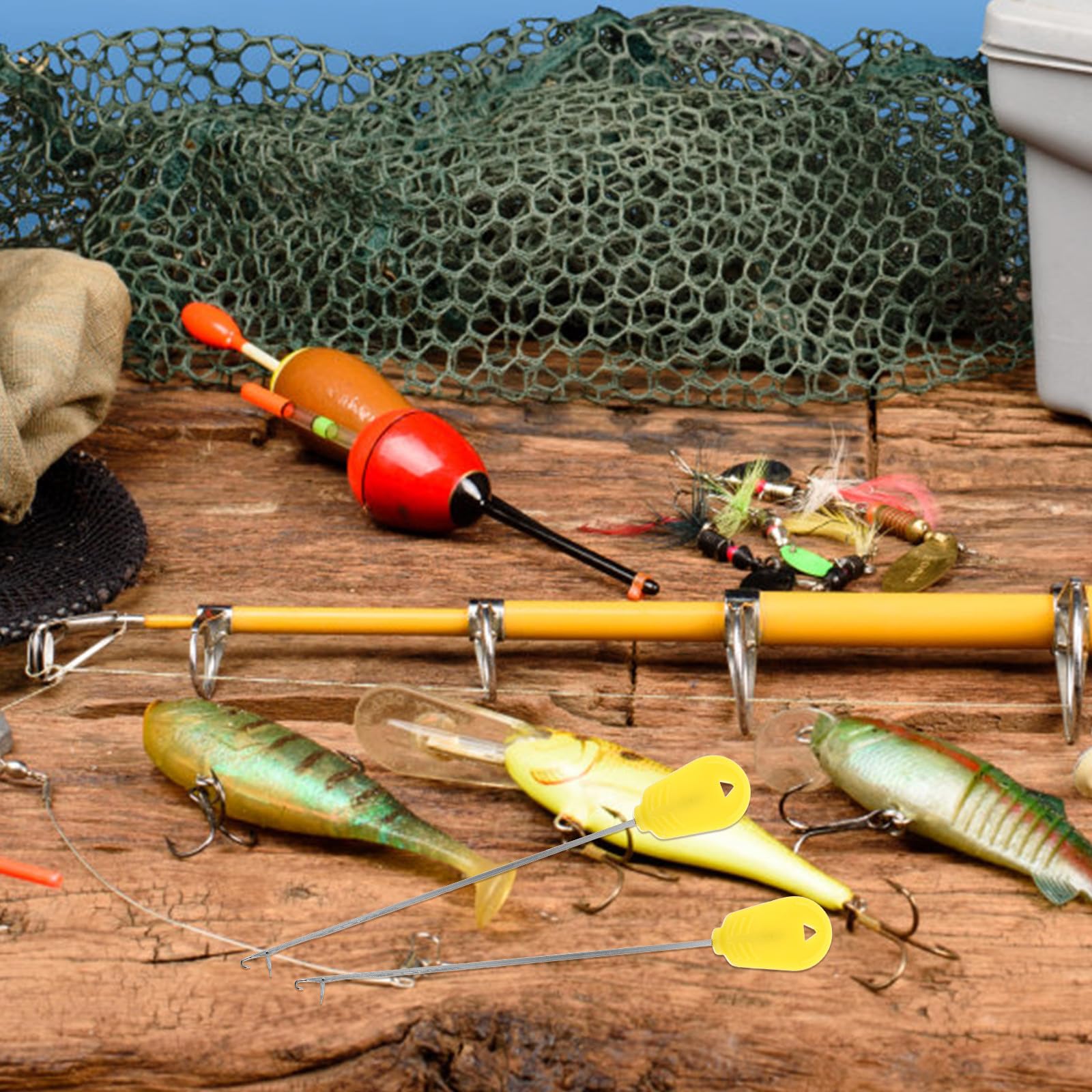 UPKOCH Set 4 Aghi Per Impiombatura Da Pesca, Punta Incisiva In ABS, Per Innescare Esche E Montature Da Carpa, Giallo