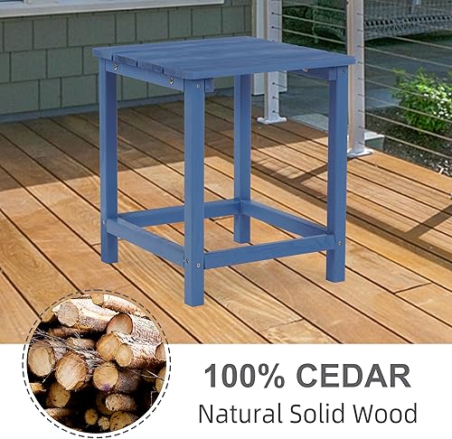 Miniatura 5 de Mederla Mesa auxiliar de madera para exteriores, mesa auxiliar de jardín para patio, mesa de centro para interiores o exteriores