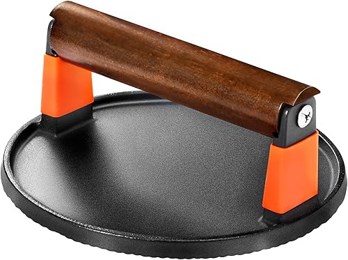 Miniatura 8 de GGC Prensa de tocino para plancha, prensa de hamburguesa de hierro fundido para hamburguesas, bistec, tocino, sándwiches, prensa rectangular de