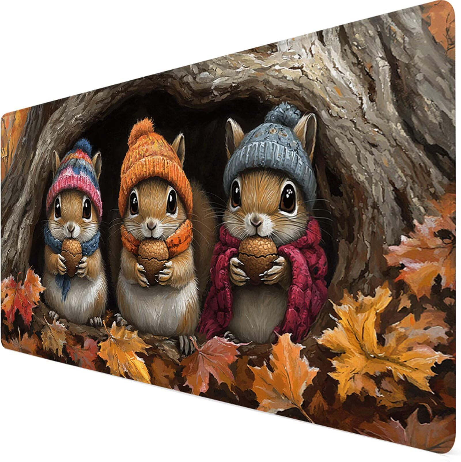 Podkładka pod mysz XXL 1200x600x3mm wiewiórka podkładka pod mysz podkładka pod mysz jesień poprawia precyzję i szybkość, wodoodporne antypoślizgowe, szyte krawędzie, akcesoria do gier, komputer