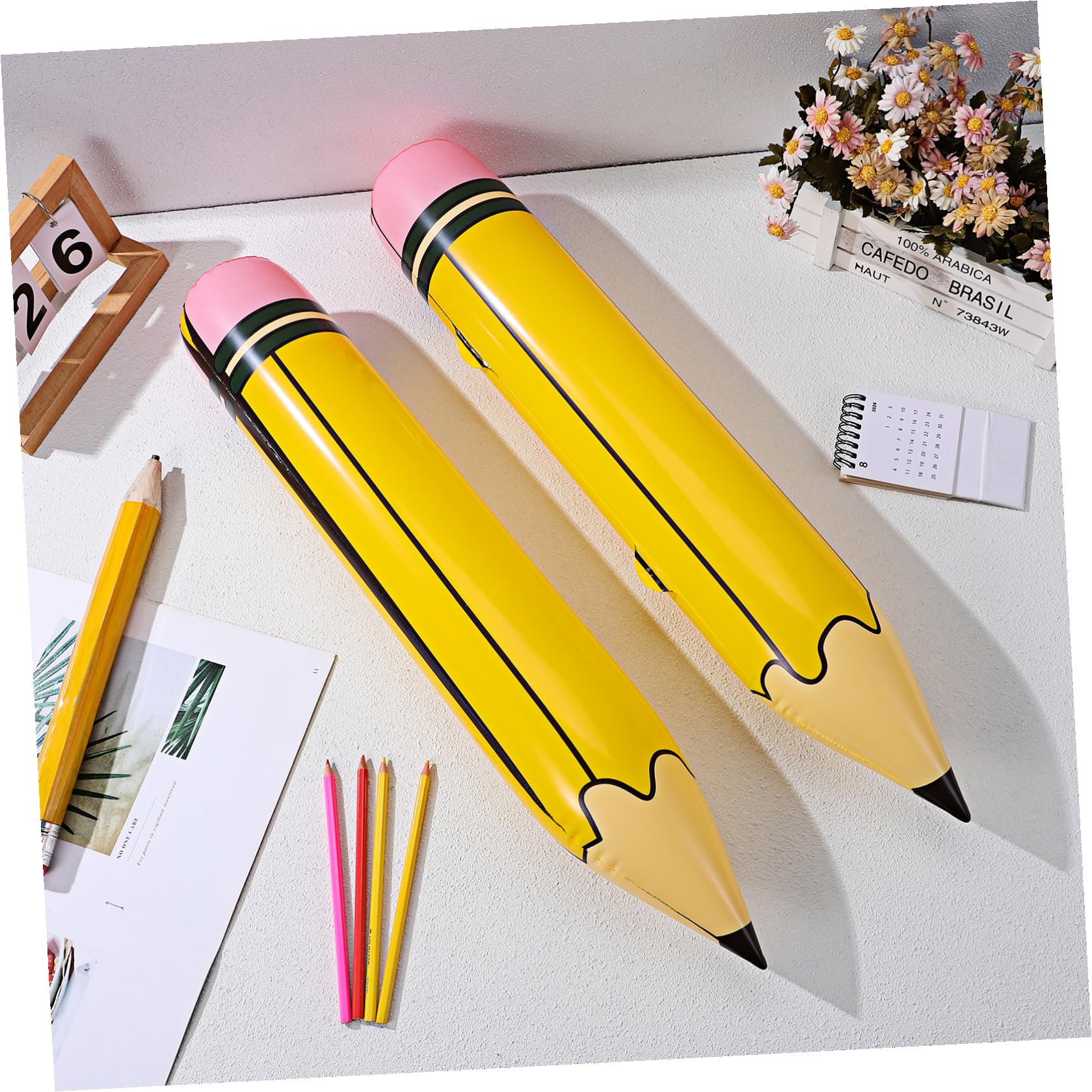 ERINGOGO 12 Stück Teiliges Aufblasbares Jumbo Bleistift aus Robustem PVC Realistische Schuldeko für Back-to-school Partys Wettbewerbe und Buchmessen Leicht Langlebig