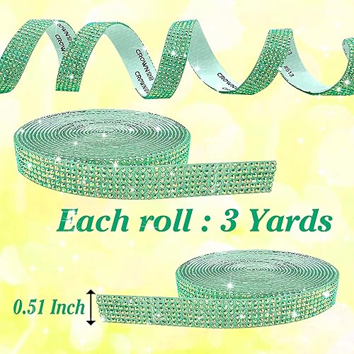 Miniatura 2 de Tiras de cristal autoadhesivas con diamantes de imitación AB verdes, 3 yardas, calcomanía de diamantes de imitación de resina de Navidad para Verde