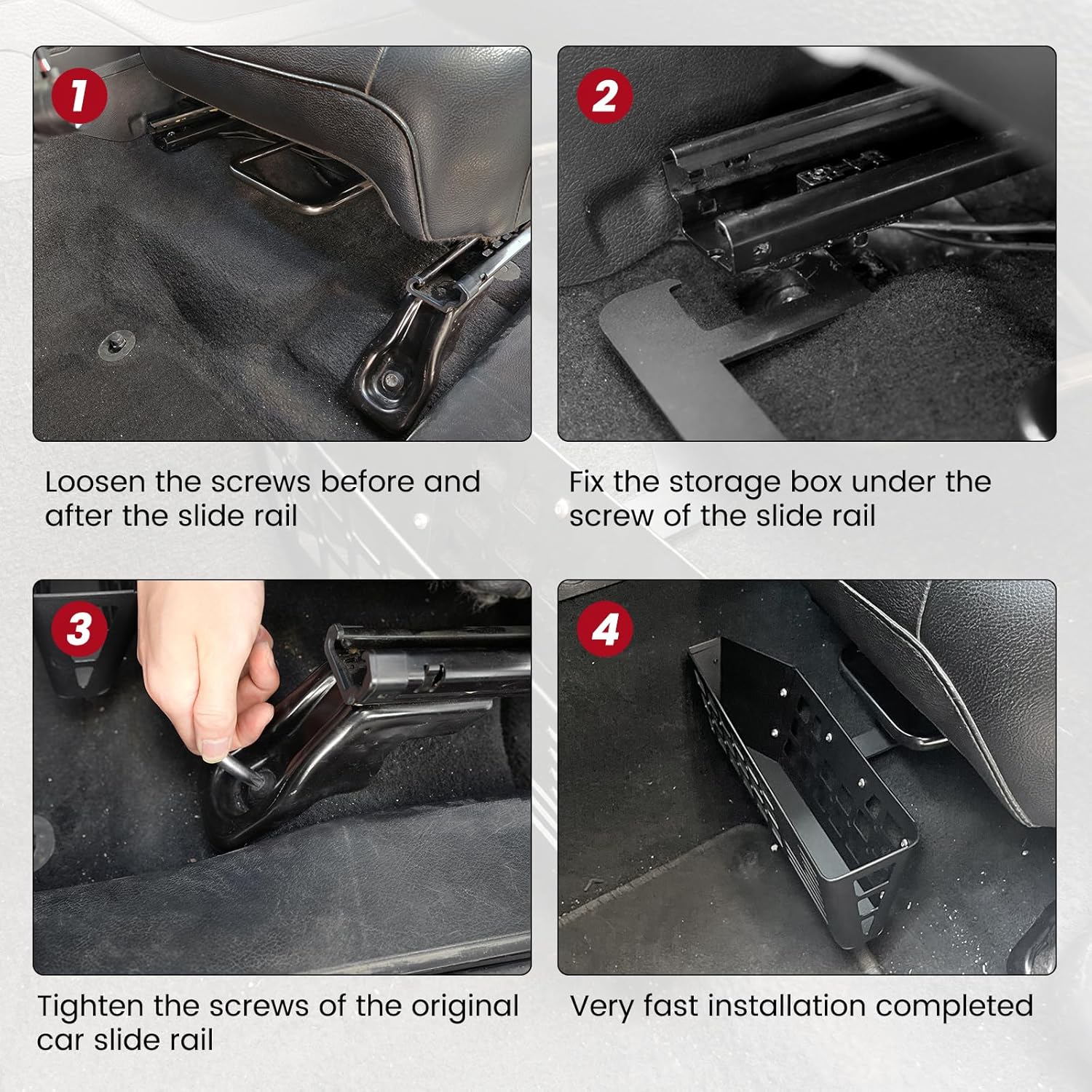 OMU JL Metal Front Seat Under Storage Box,Multifunctional Underseat Organizer Tray Compatible with Jeep Wrangler 2018-2024 JL JLU & Gladiator JT 2020-2024 Accessories(American Flag Logo)