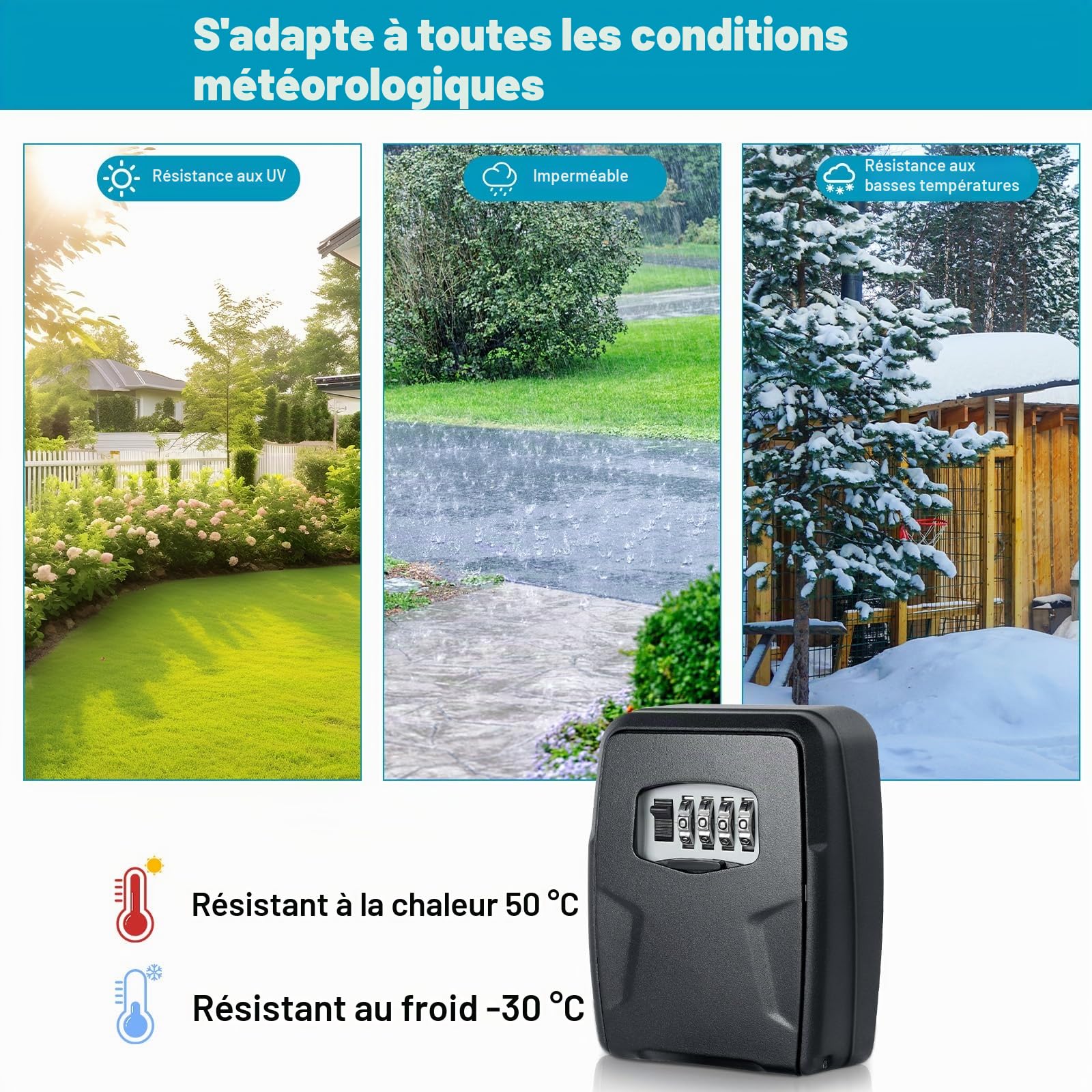 AiQInu Boîte à Clef avec Code à 4 Chiffres, Aluminium, Murale | Sécurisé Extérieur, Pour Clés et Cartes, Coffre-fort à Clés, Pour Garages et Bureaux