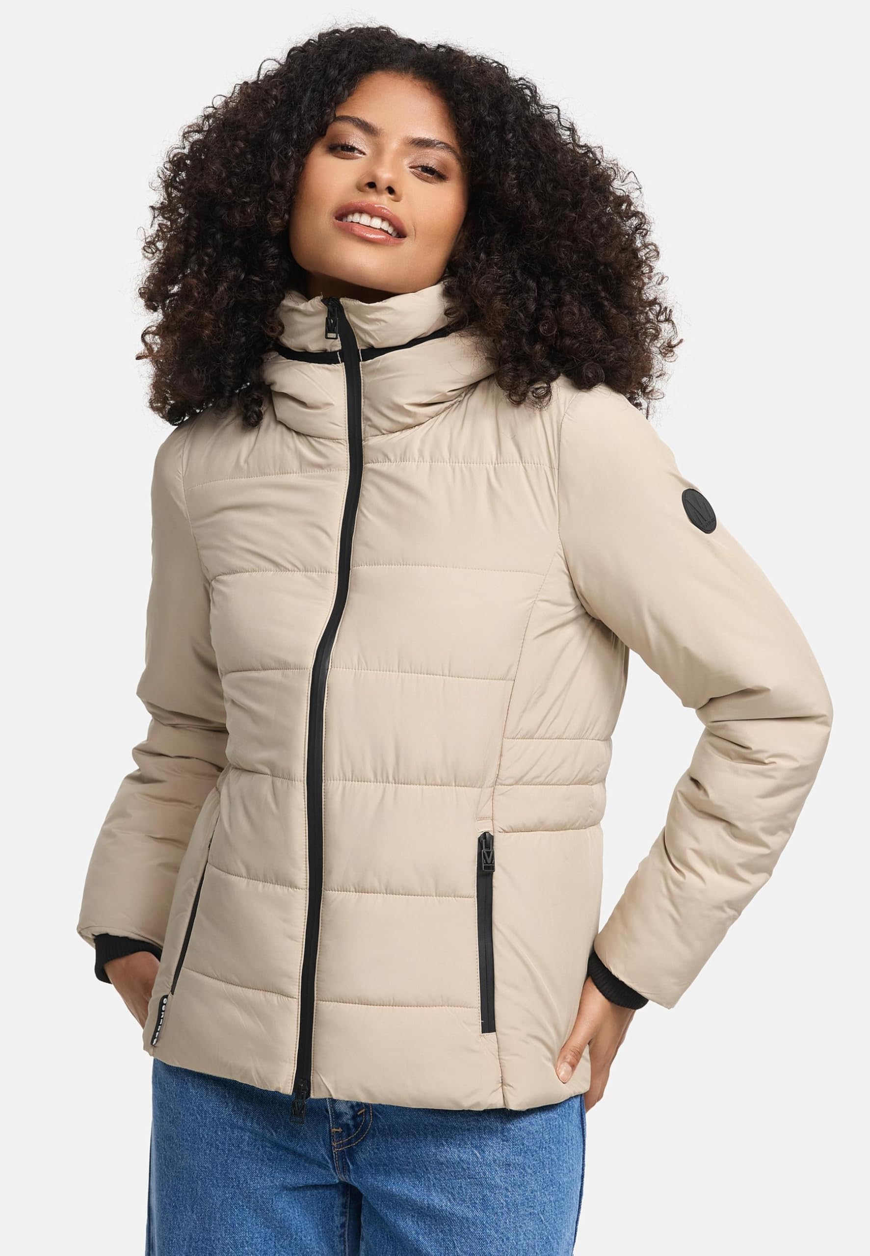 MARIKOO Basic Damen Steppjacke kurz mit Kapuze Radaa 16 XS-6XL