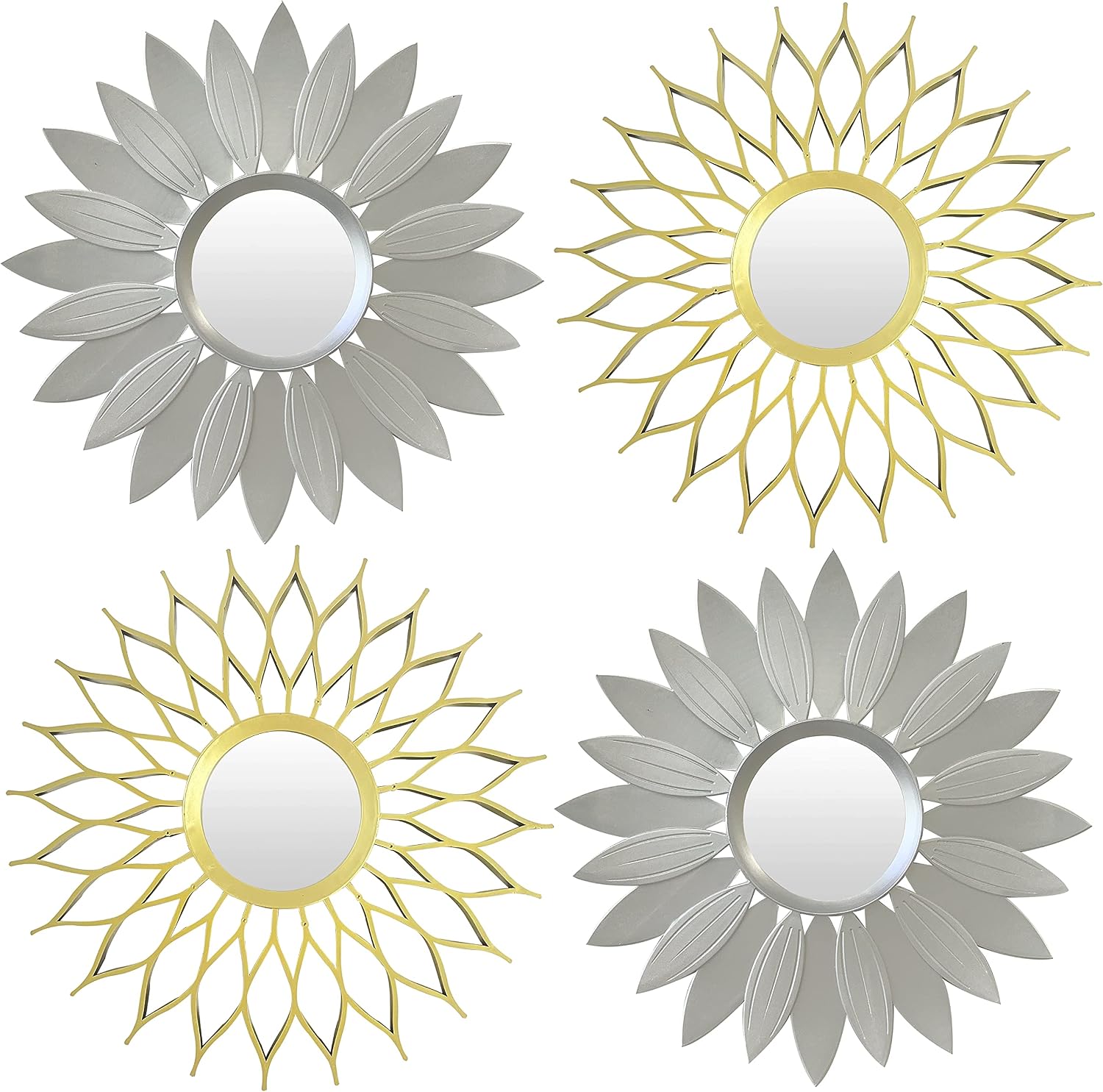 SGUTEN Mirror Wall Decor Pack of 4,Bathroom Gold Mirrors for Wall Design Vintage & Wall-Mounted Mirrors Decorative for Living Room + Circle Small Hanging Mirrors Wall Decor Like Sunshine As Gifts