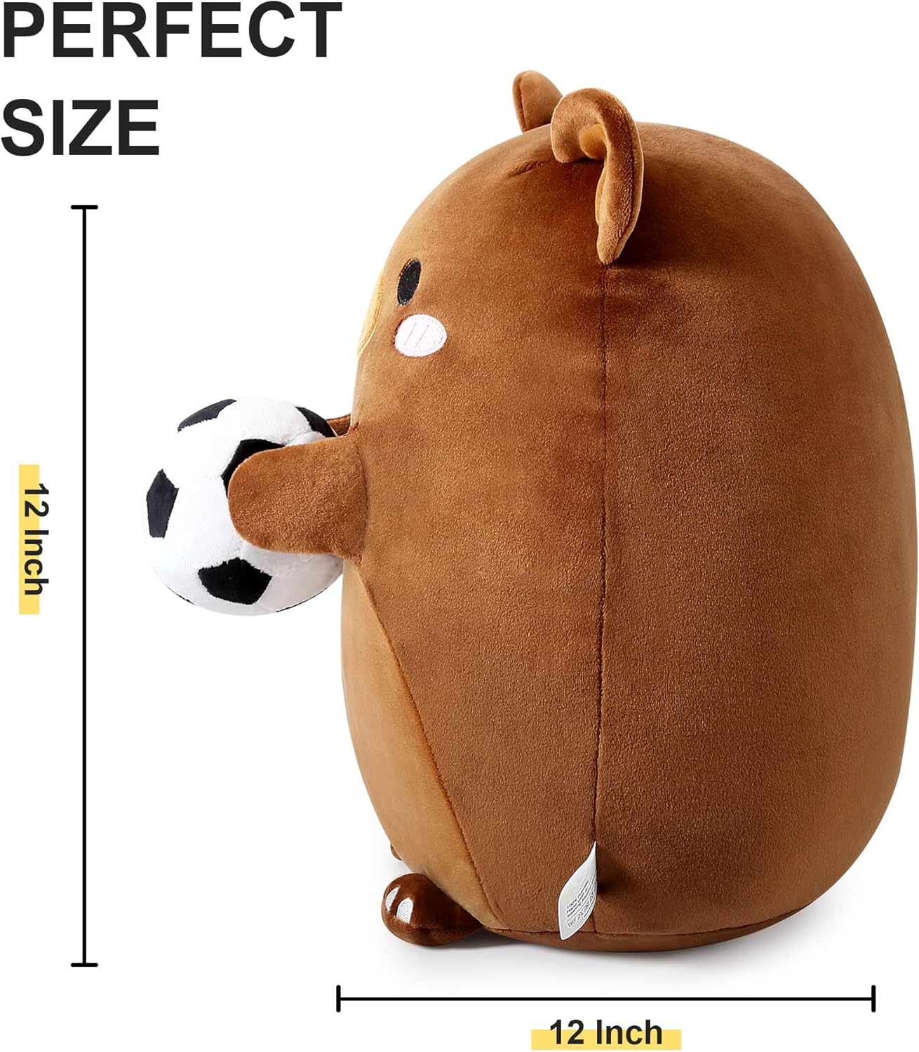 Onsoyours Original Bear Plush with Soccer Ball, Cute 12 inch Sport Brown Bear Stuffed Animal, Ultra Soft Collectible Hugging Gift Plush Toy