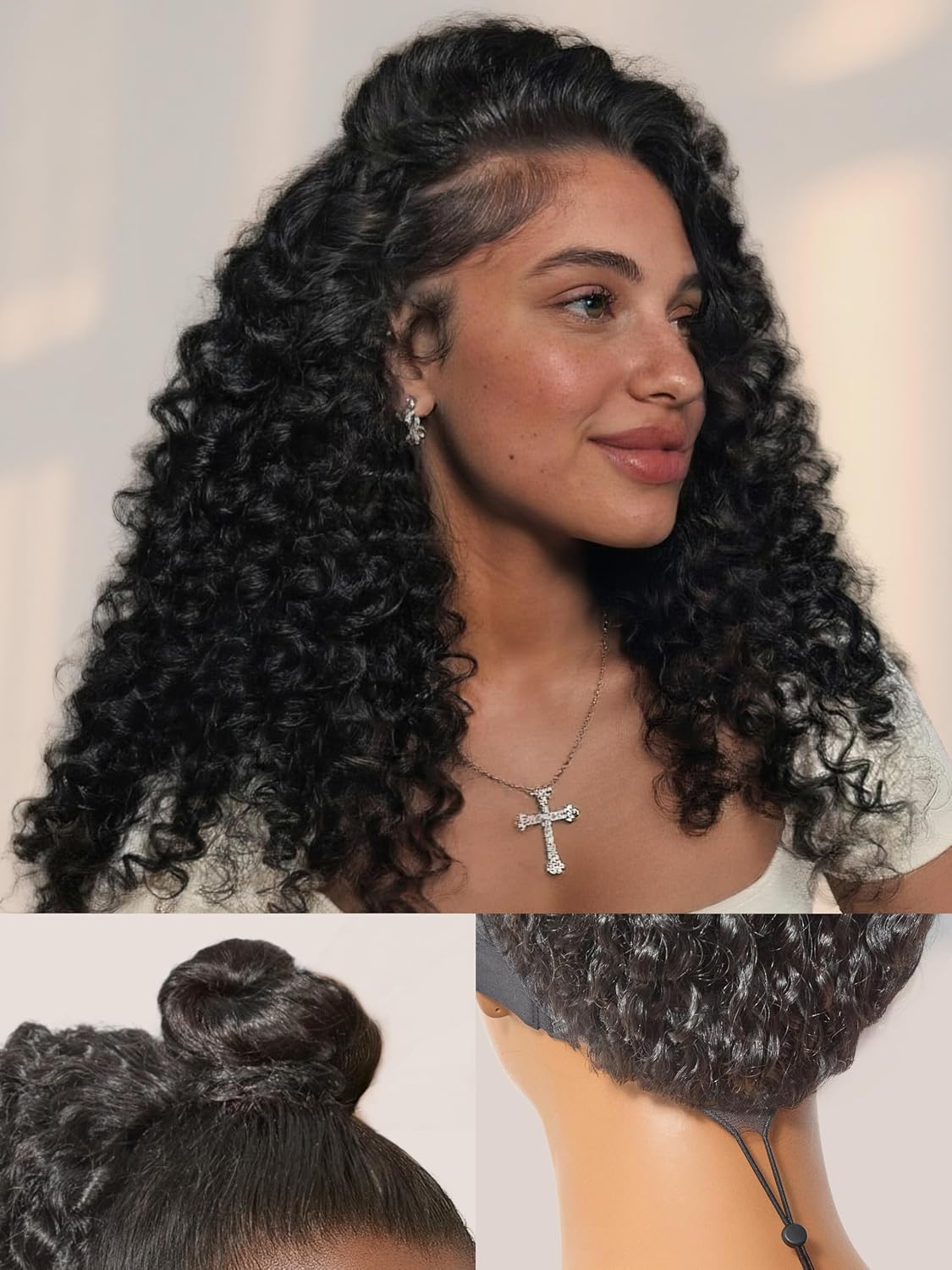 LUVME HAIR Half Wig Burmese Messy Curly Flexi-Fit Invisi Flip Drawstring Wig 200% Density Burmese Curly Glueless Wigs 100% Human Hair Natural Black Ready to Go Headband Wig for Women 26 Inches LUVME HAIR Half Wig Burmese Messy Curly Flexi-Fit Invisi Flip Drawstring Wig 200% Density Burmese Curly Glueless Wigs 100% Human Hair Natural Black Ready to Go Headband Wig for Women 26 Inches