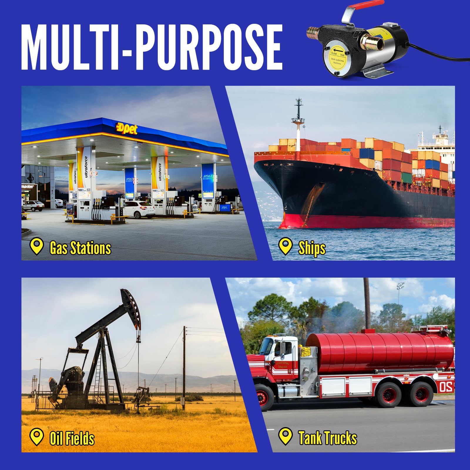 SWAWIS Pompa Diesel Elettrica 12V 175W, Pompa Travaso Gasolio 45l/Min con Pistola Manuale per Olio e Tubo Flessibile, Pompa di Trasferimento Diesel per Navi Campi Petroliferi Escavatori