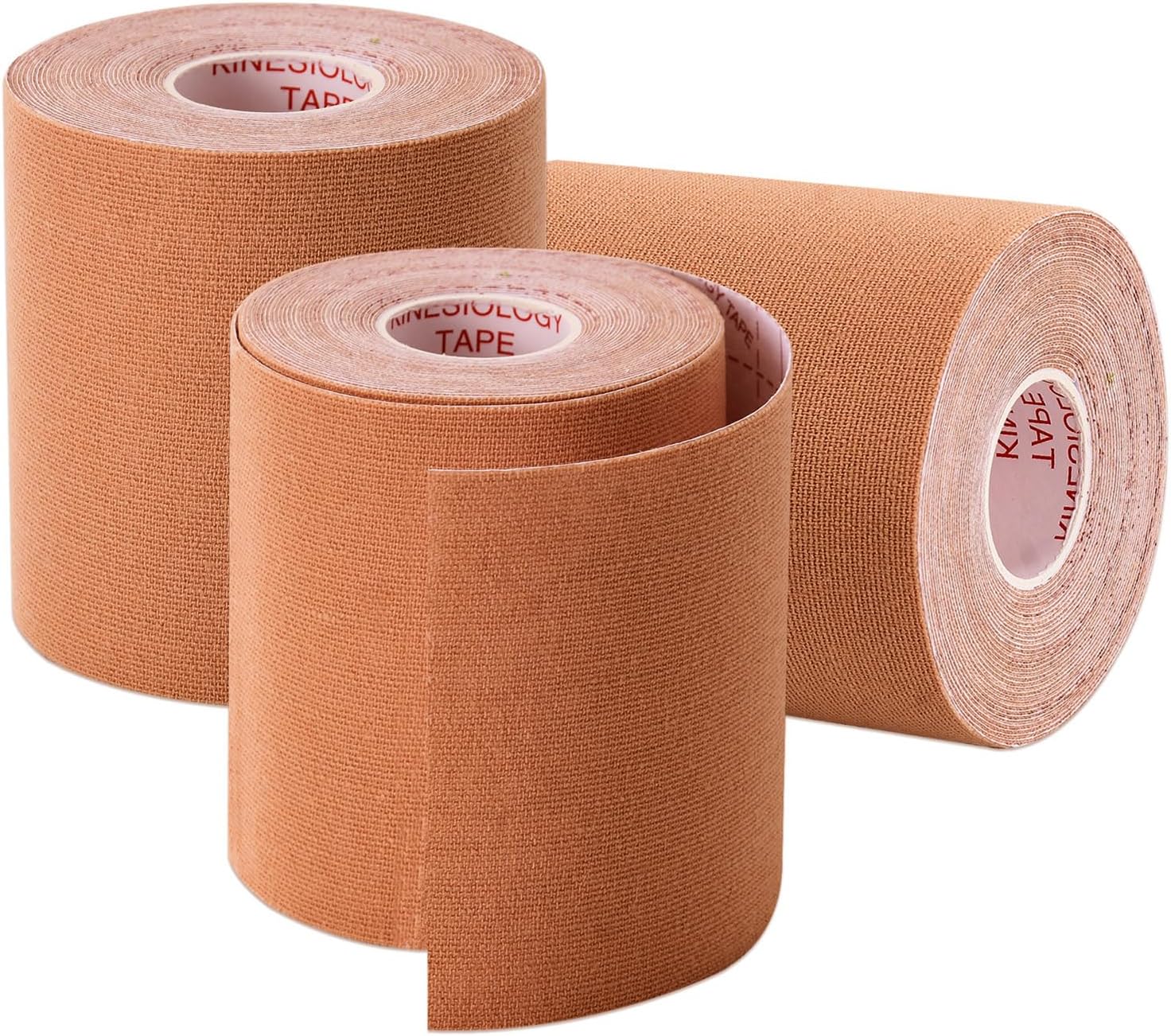 3 Pack Kinesiology Tape, Water Resistant Muscle Support Adhesive Sport Tape for Pain Relief, Latex Free Cotton Elastic Athletic Tape for Joints, Knee, Ankle, Shoulder, Wrist - Tan 3in 5.5yd