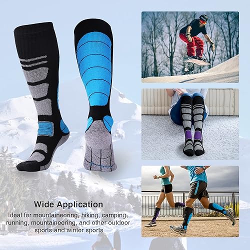 Miniatura 5 de Calcetines de esquí de lana merina térmica hasta la rodilla para invierno, snowboard, deportes, hombres y mujeres, caza