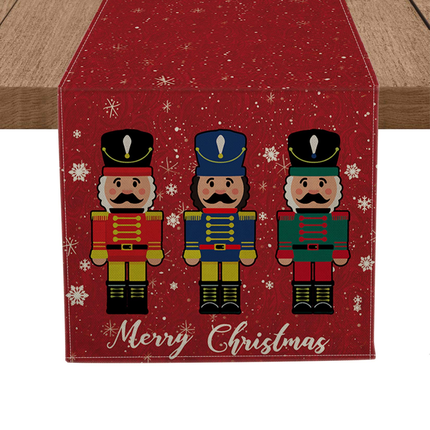 Artoid Mode Merry Christmas Nutcrackers Table Runner, Seasonal Winter Xmas Holiday Tablecloth Kitchen Dining Table Linen f...