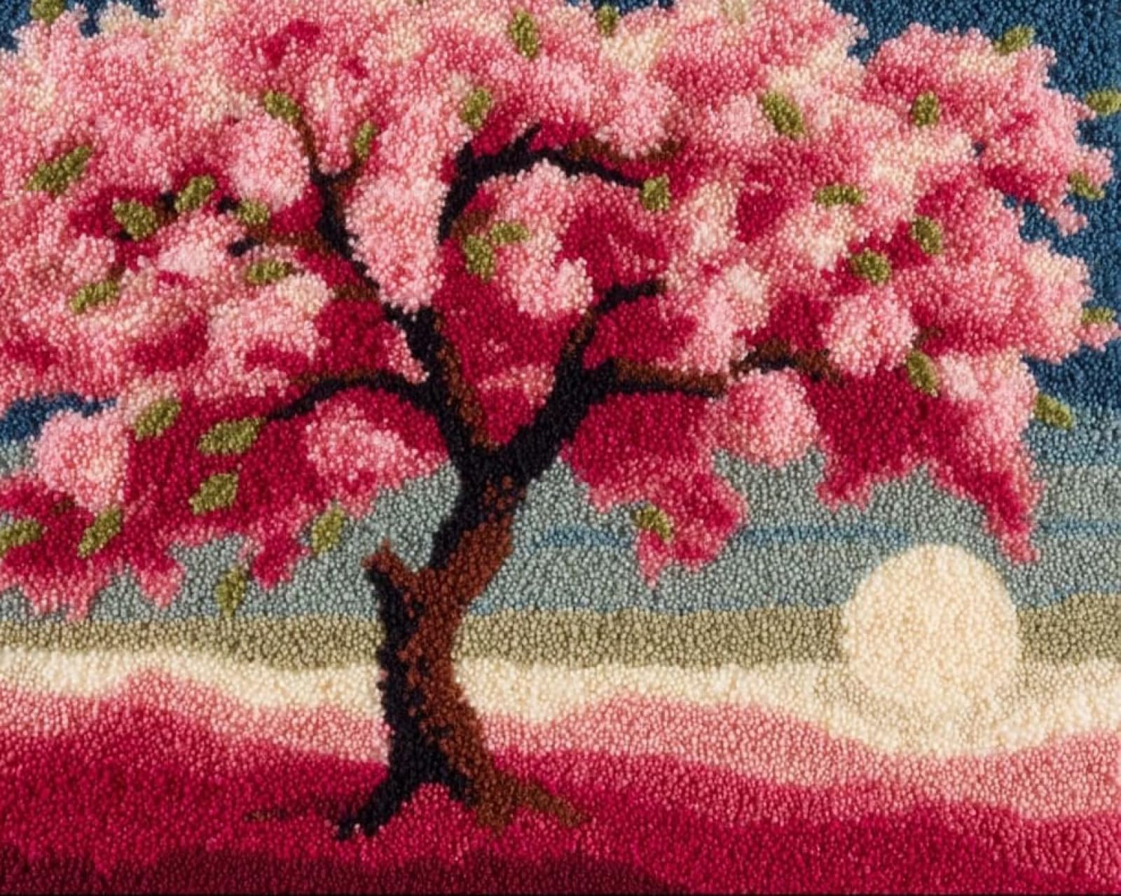 Wallphantom Latch Hook Rug Kits,Romantic Cherry Blossom Trees