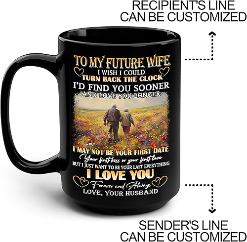 Miniatura 9 de Taza de café personalizada con texto en inglés To My Wife de 15 onzas y 11 onzas, tazas de café con texto en inglés To My Wife, taza de café