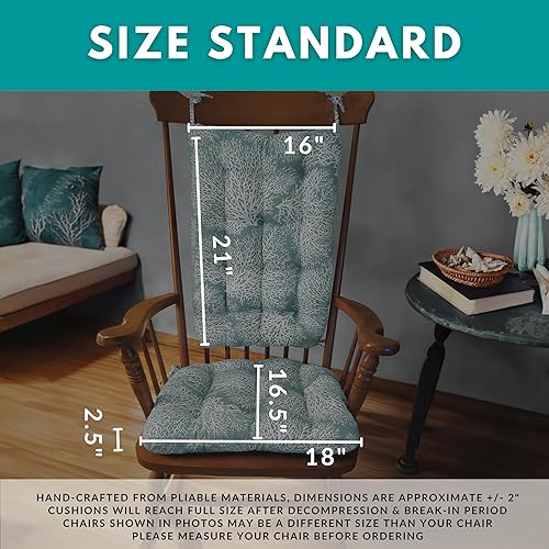 Miniatura 6 de Barnett Home Decor Cotton Duck Bluebell - Cojines para silla mecedora, tamaño estándar, relleno de espuma de látex, cojín de asiento y respaldo con