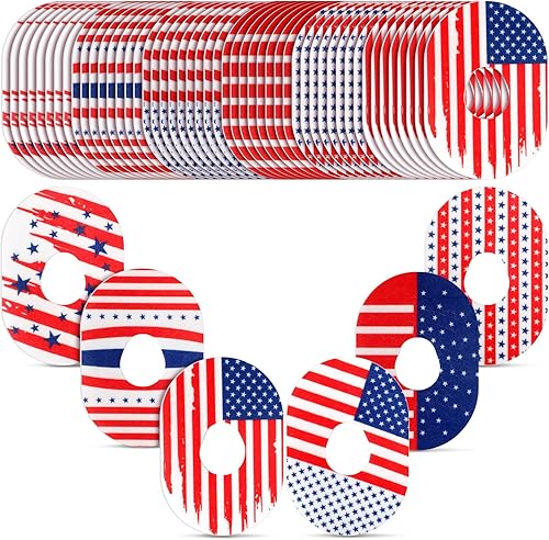 Mixweer Parches adhesivos compatibles con Dexcom G7 cinta adhesiva precortada a prueba de sudor, bandera de EE. UU., parches con sensor CGM para