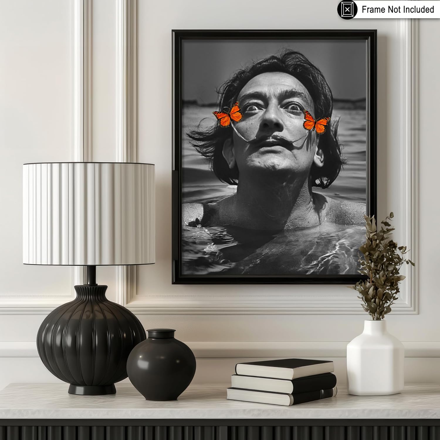 Poster Master Poster - Butterfly Mustache Print - Surrealist Artist Art - Gift for Men & Women - Minimal Wall Decor for Dorm, Office, Bedroom or Living Room - 8x10 UNFRAMED Wall Art