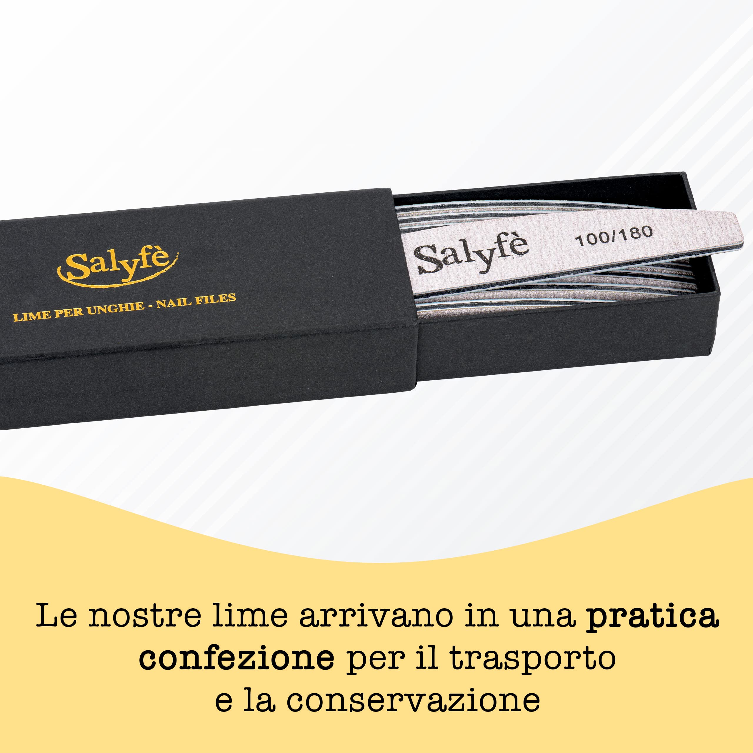 Lime Unghie Salyfè | Lima Unghie Professionale | Lavabile | Mezza Luna | Per Ricostruzione Unghie Nail Art | Grigio