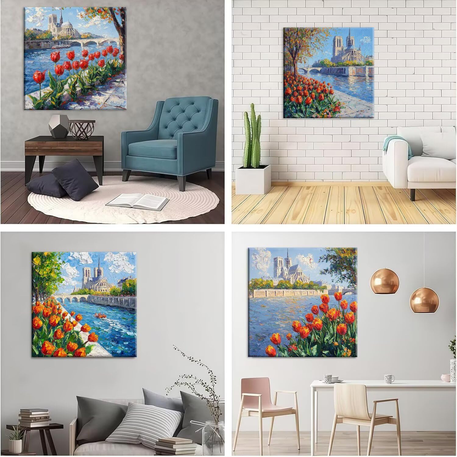 QIANLUOO Paisaje de tulipanes Pintar Diamantes Kit Adultos 60x60cm f-934
