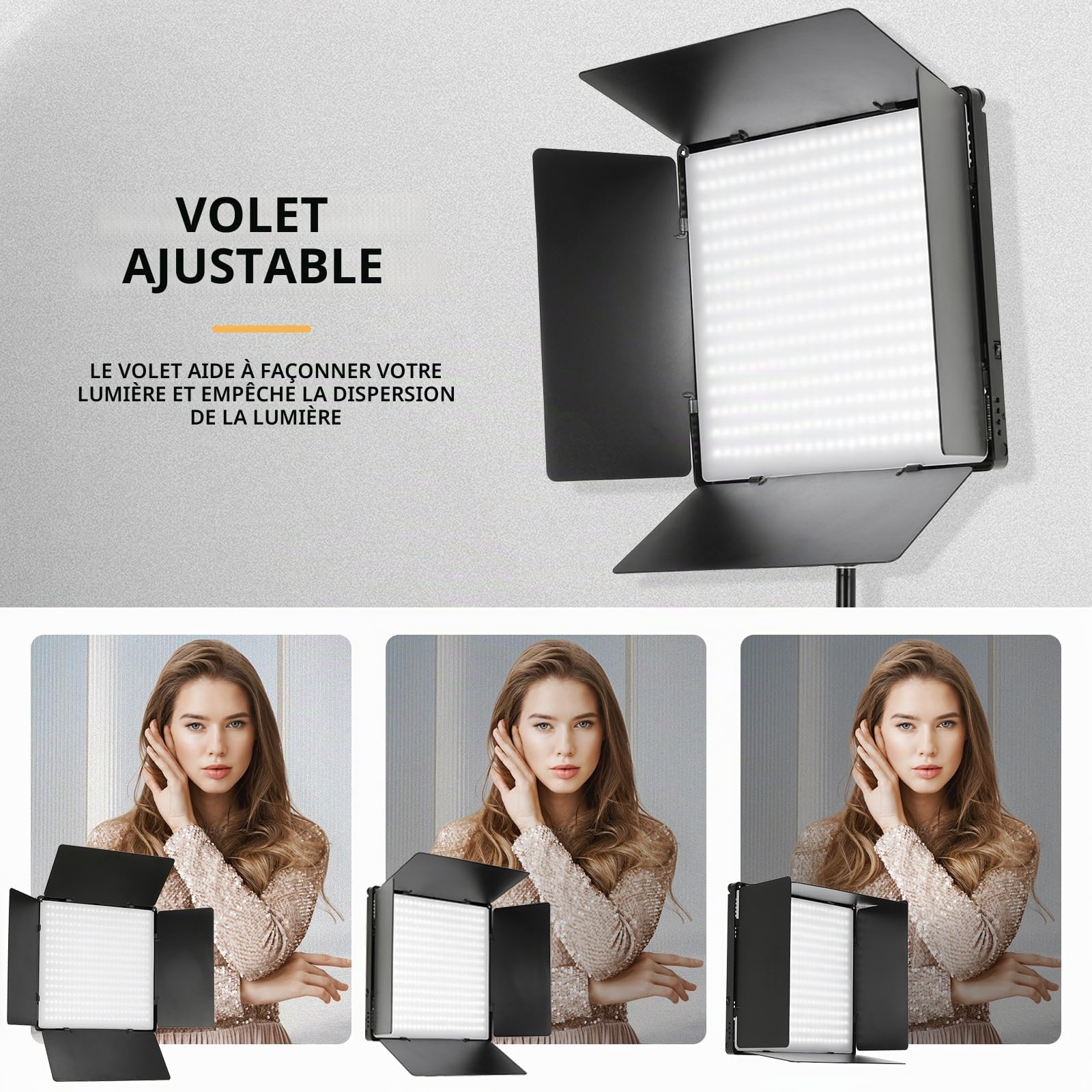 Lot de 2 LED Panneau Lumière Photo, 720 LED, avec Télécommande, 2 Trépied 195 cm, Bicolores Lampe vidéo, 3000-6300 K, Intensité Variable, pour Enregistrement vidéo, Streaming, Youtube (33x33 cm)