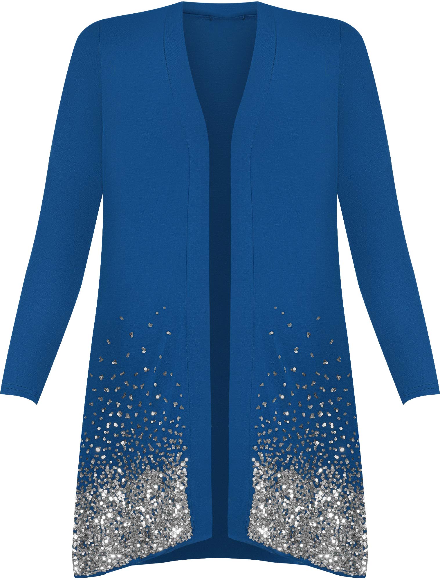 Wearall Women's Blue New Plus Size Sequin Cardigan Long Sleeve Sparkle Top - 18