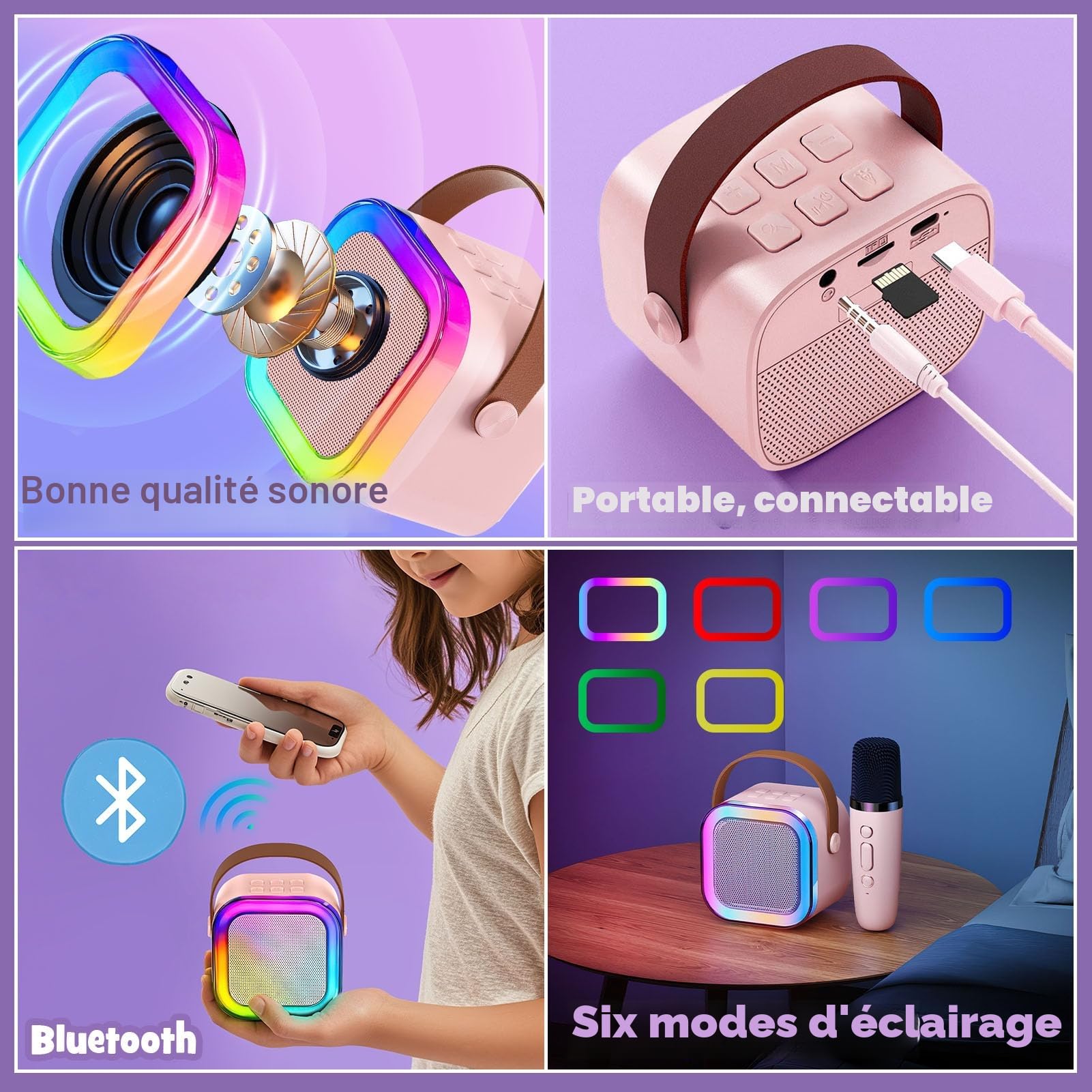 Cadeaux Licorne pour Filles 6 7 8 9 10 Ans Machine Karaoké Enfants Micro avec Haut-Parleur Couverture Lumineuse Licorne Veilleuse Bandeau Bracelet Cadeau Anniversaire Filles Jouet