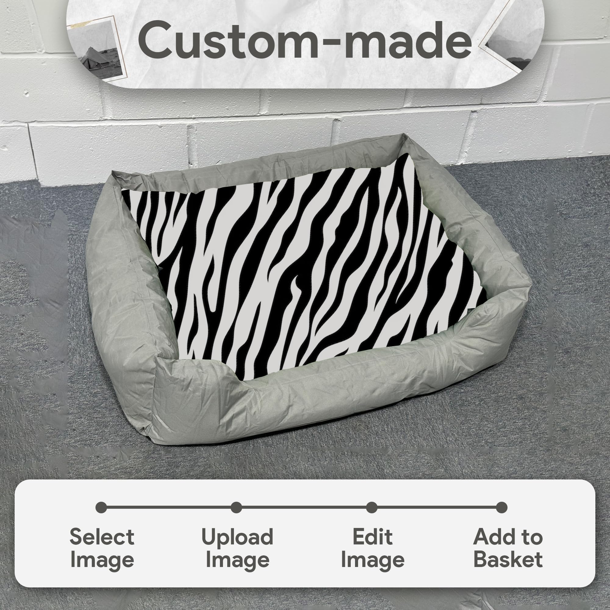TheDogTagCo Cama grande personalizada para perros con almohada, cama de espuma viscoelástica personalizada para perro con funda impermeable lavable para mayor comodidad y suavidad para tu cachorro