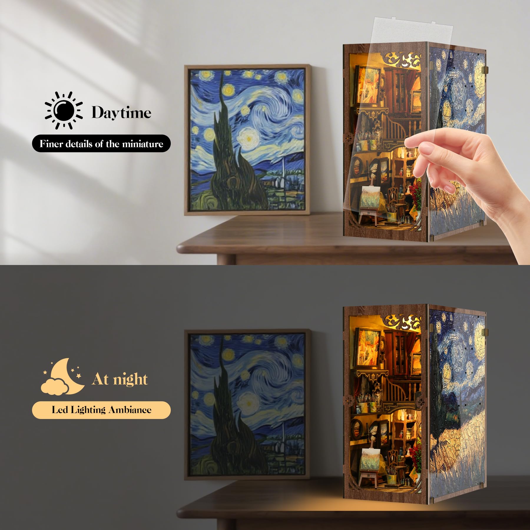 Kit Book Nook DIY per Adulti: LUMYCE Casa in Miniatura con Luci LED da Montare, Modellismo 3D Creativo per Decorare Librerie - Regalo Originale per Appassionati di Fai da Te