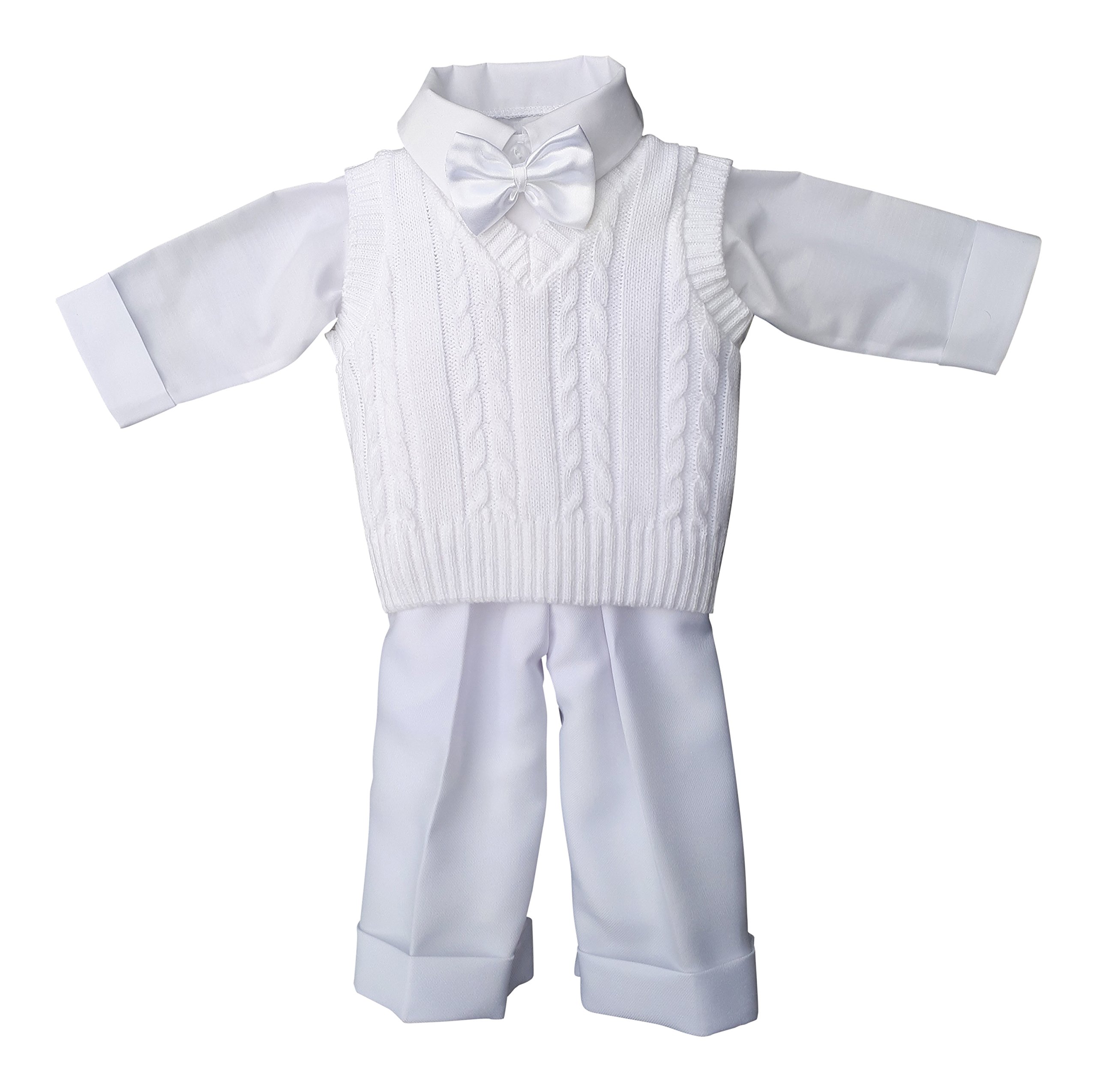 Taufanzug Festanzug Anzug Weste Hose Hemd Fliege Taufe Baby Set weiß