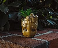 Vista 7 de Marvel Studios I Am Groot - Mini maceta de cerámica de 3 pulgadas con suculentas artificiales, maceta pequeña, plantas de interior de imitación