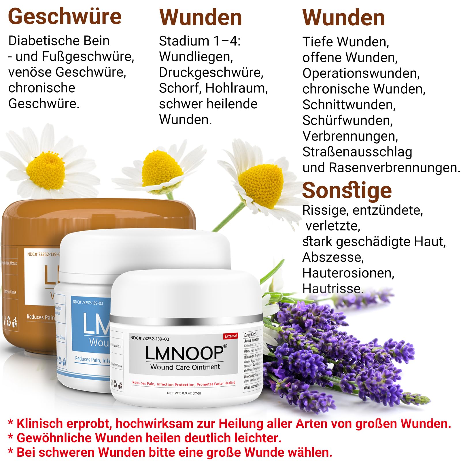 Wundliegen-Creme, Wundheilungssalbe Hautreparaturbehandlung Infektionsschutz Erste-Hilfe-Salbe für Dekubitus & Druckgeschwüre Diabetische Venenfuß- und Beingeschwür Verbrennungen Schnitte