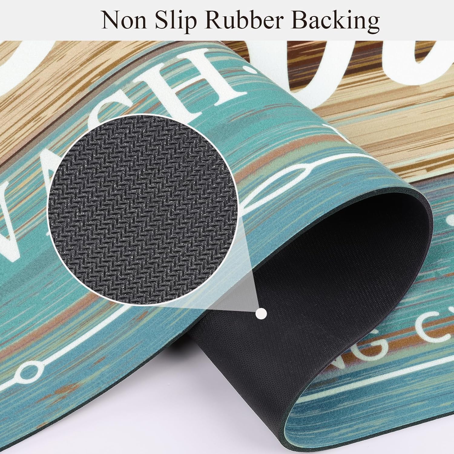 Pauwer Laundry Room Rug Runner 20"x60" Waterproof Rubber Laundry Mat Non Slip Kitchen Mats for Floor Washable Floor Mat Runner Rug for Farmhouse Mudroom Washroom Bathroom Decor