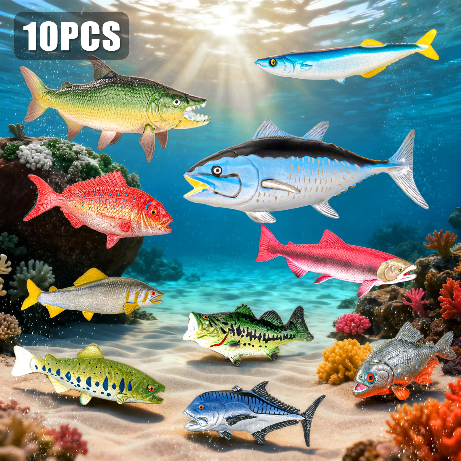 Ocean Fish Toys - 10 Piece Set for Kids -2