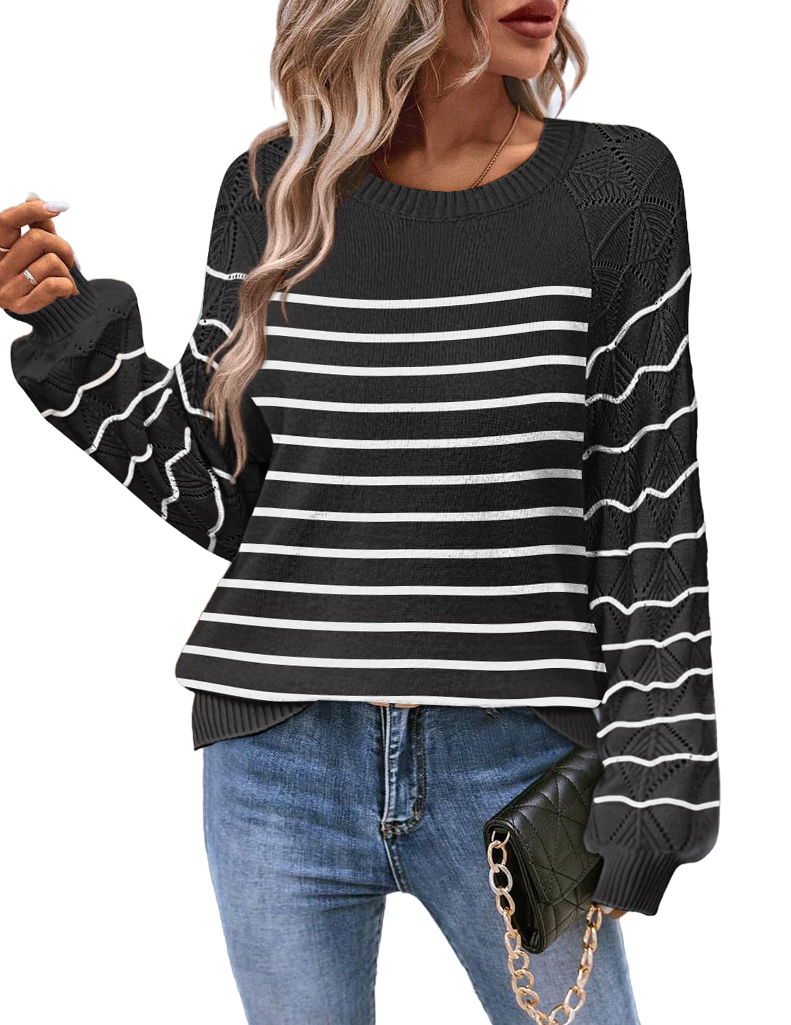 Zeagoo Womens Sweaters 2026 Long Sleeve Crew Neck Lightweight Pullover Knitted Cute Fall Fashion Tops