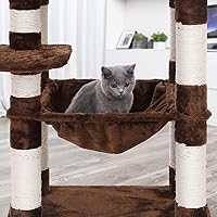 Vista 26 de FEANDREA Cat Tree, Cat Tower for Indoor Cats, 56.3-Inch Cat Condo with Scratching Posts, Hammock, Plush Perch, Smoky Gray UPCT15GYZ