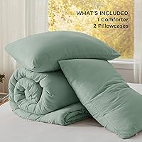 Vista 6 de Bedsure Juego edredón suave prelavado tamaño King, uso 365 días, cálido relleno alternativo GentleSoft™, 1 edredón ligero (104x90 pulgadas) y 2