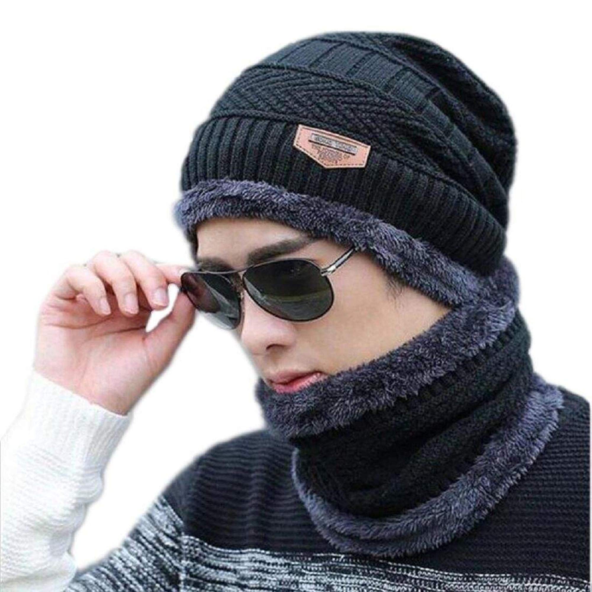 FabSeasons Unisex Acrylic Woolen Combo of Beanie/Skull Cap & Muffler for Winters with Faux Fur Lining-picture-50
